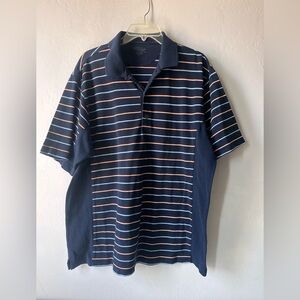 Greg Norman Men's Navy Striped Polo Shirt Classic Casual Size Large